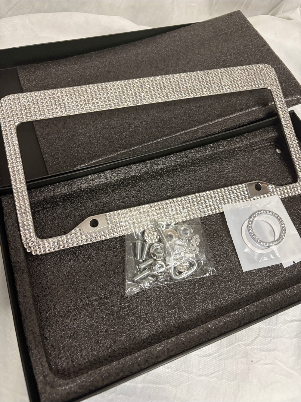 Crystal Rhinestone License Plate Frame NIB